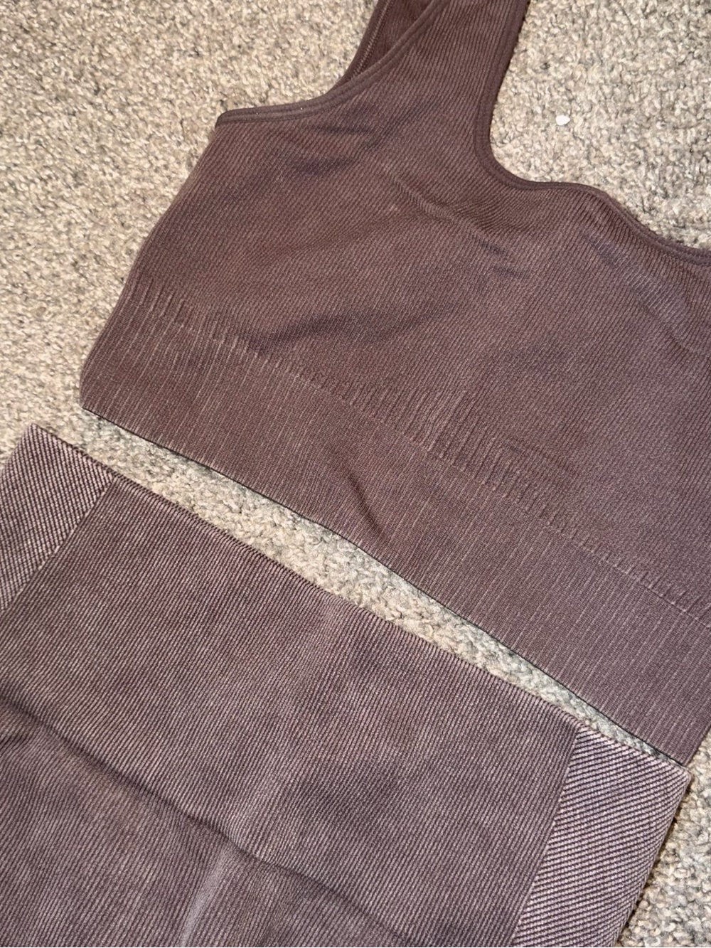 JoyLab Ribbed Lounge Set in purple/brown - Picture 2 of 5